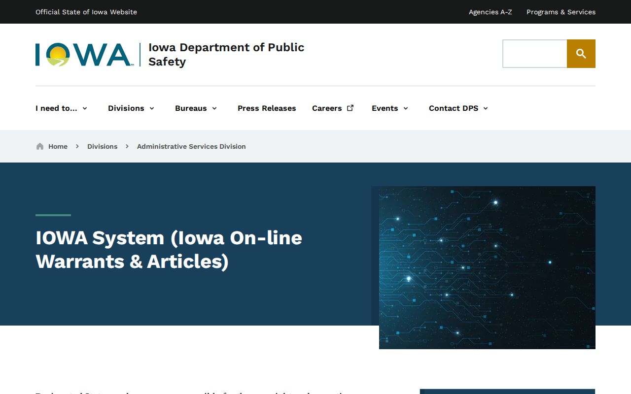Restricted IOWA System for Emmet County warrant information