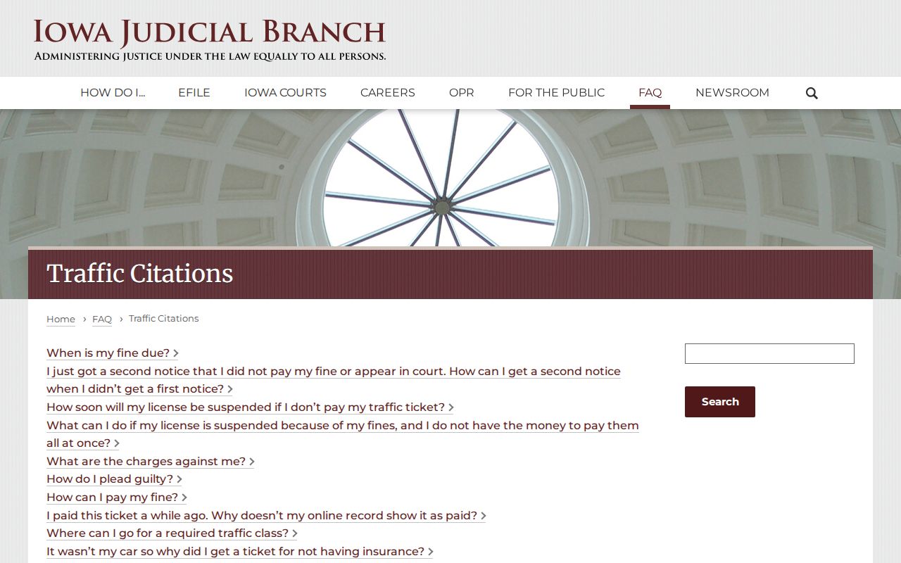 Iowa court citation guidance for Emmet County traffic warrants