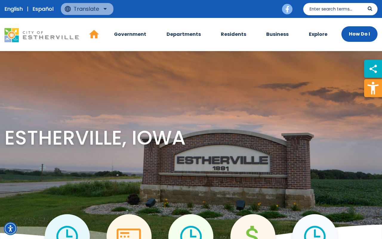 Official Estherville municipal website used to verify city government contacts